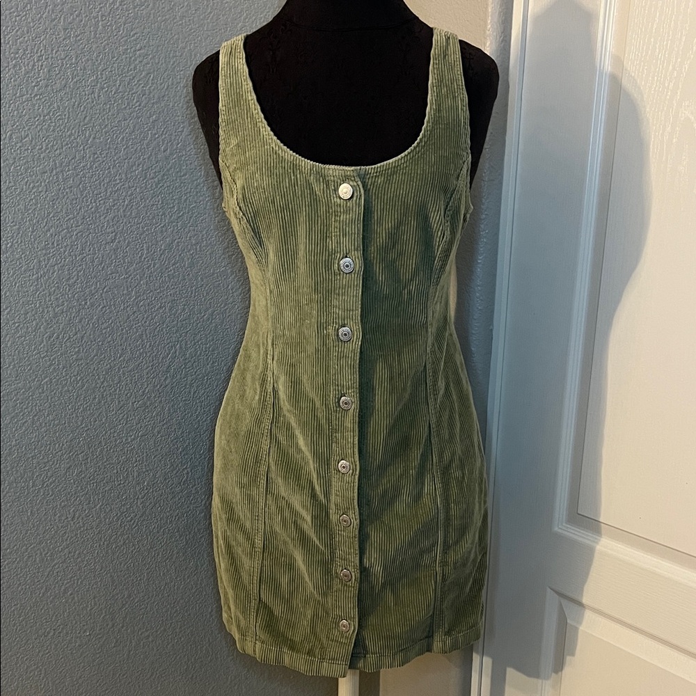Levi's TULI CORDUROY MINI DRESS Green Size Small - Picture 3 of 15